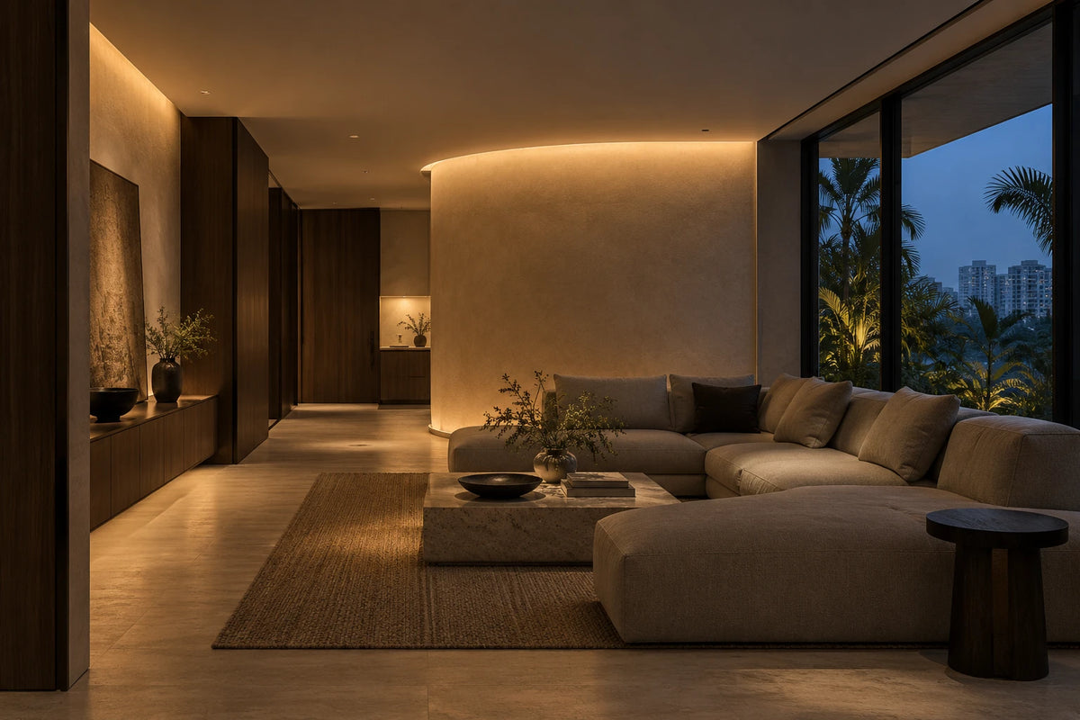 Residential lighting concept — illustrative, not a completed LUMI project
